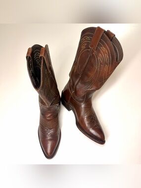 Frye Women’s Billy Pull On Brown Leather Stitch Cowboy Western Boots Size- 7.5 B